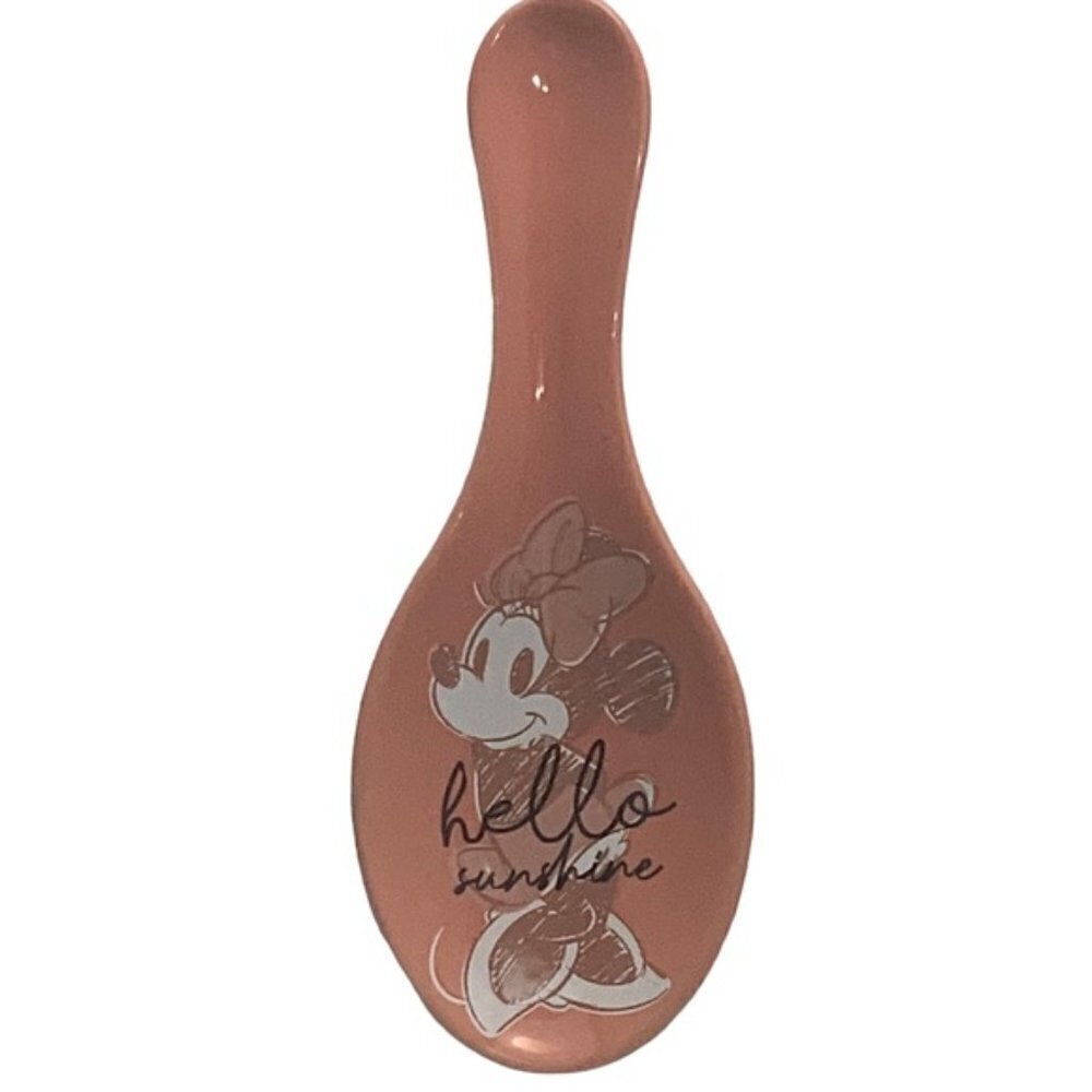 Disney Minnie Mouse Spoon Rest Ceramic Hello Sunshine NWT Mid Century Pink Coral - Picture 10 of 15